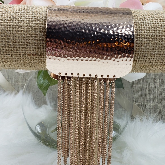 🆕️INC Rose Gold Tone Cuff Fringe Bracelet - Picture 2 of 8
